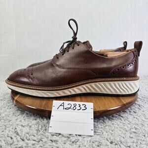 Ecco St. 1 Hybrid Lite Brown Leather Medallion Casual Oxford Dress Shoe Mens 46